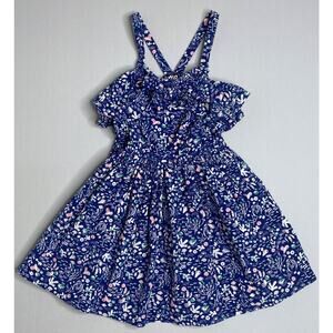 Tea Collection Blue Ocean Print Sunken Treasure Flutter Bow Dress Girls 5 Yrs